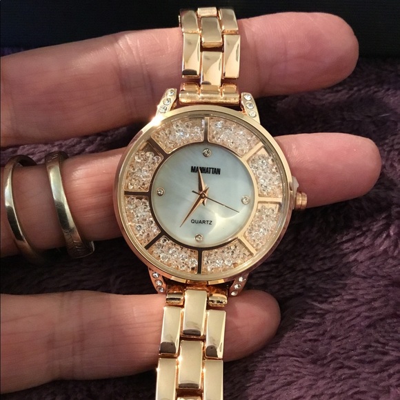 NWT Croton “Manhattan” Rose Gold Panther Link Watch, 7 1/2” - Picture 5 of 12